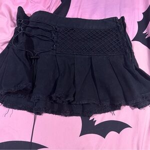Darker wavs mini skirt denim black washed dolls kill